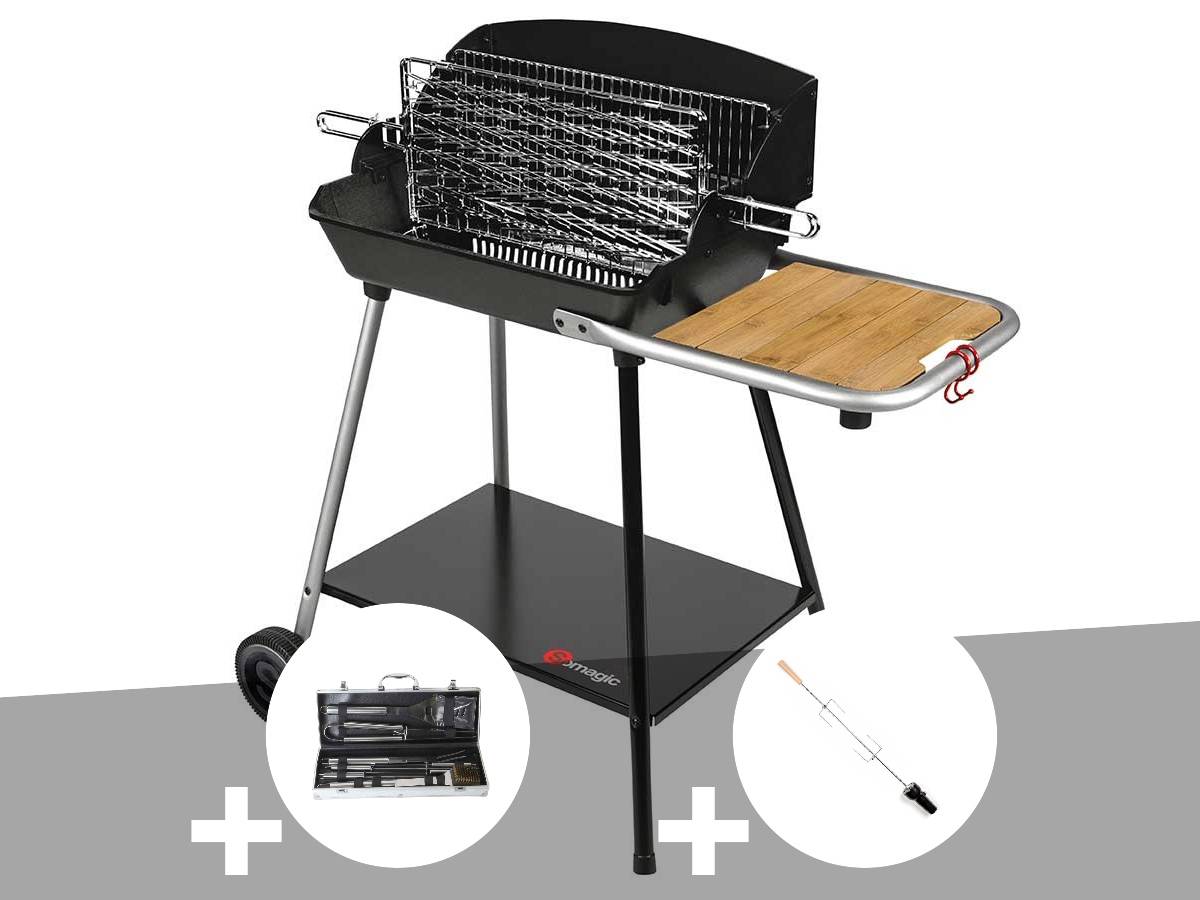 Somagic - Barbecue Horizontal et Vertical Excel Grill + Malette 8 accessoires inox + Kit tournebroche - Somagic - Image 1