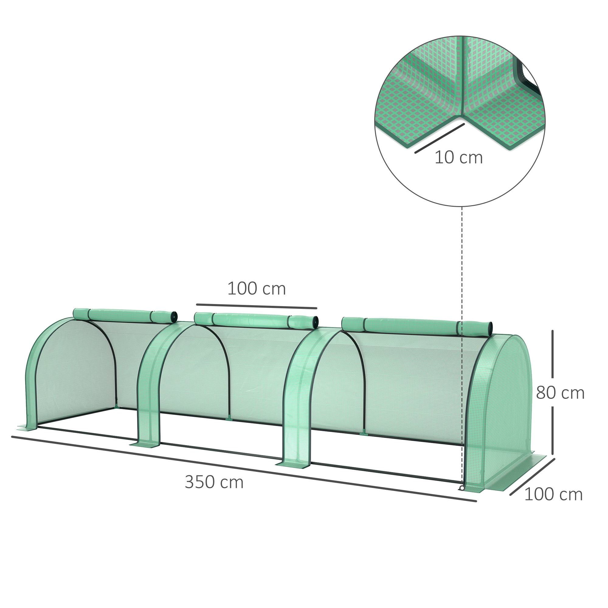 Maison Chic - Mini Serre de Jardin Serre à tomates 3,5x1x0,8H m Acier PE Haute densité 140 g/m² Anti-UV 3 fenêtres vert - Image 5