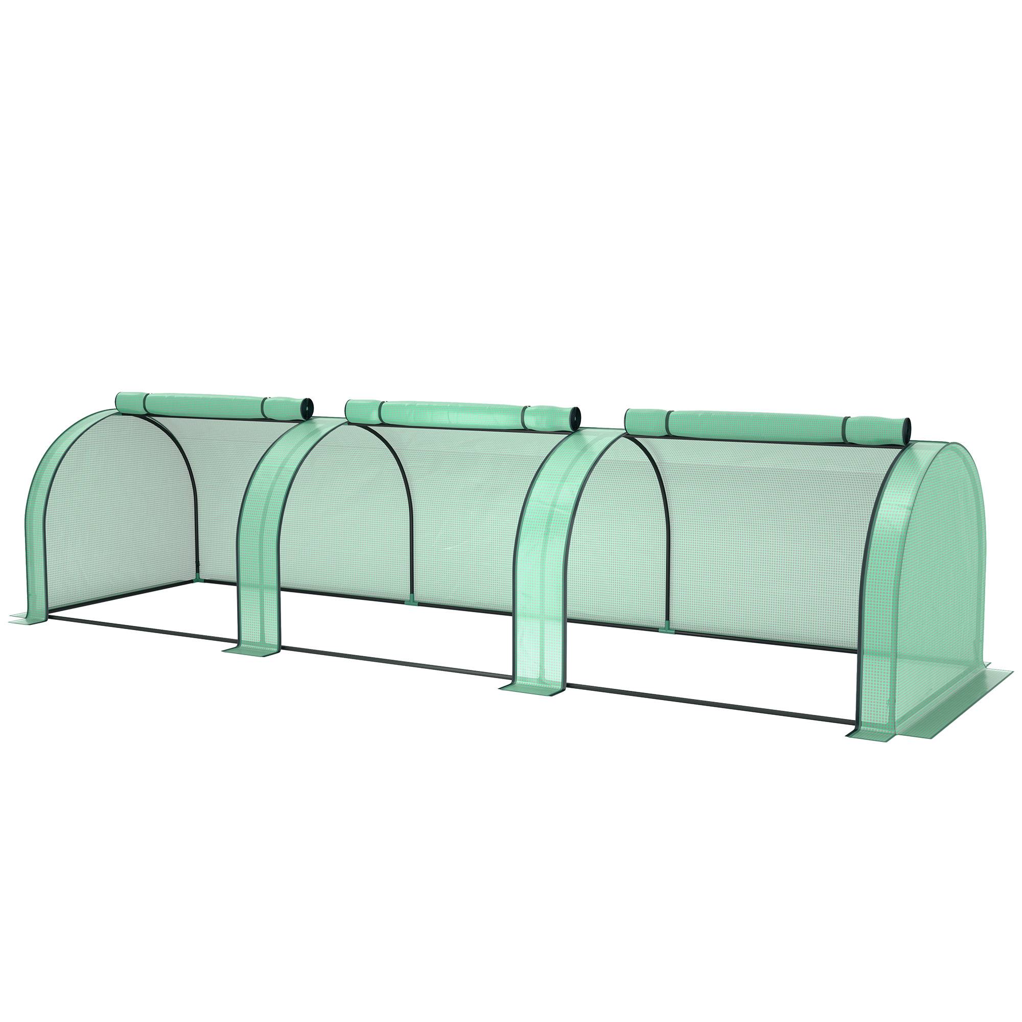 Maison Chic - Mini Serre de Jardin Serre à tomates 3,5x1x0,8H m Acier PE Haute densité 140 g/m² Anti-UV 3 fenêtres vert - Image 1