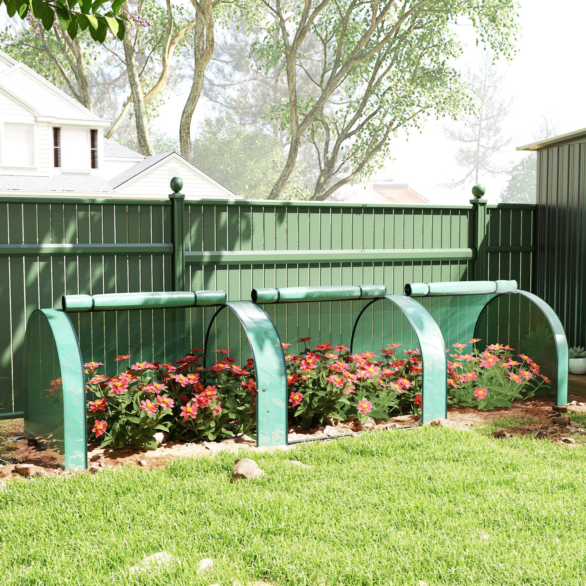 Maison Chic - Mini Serre de Jardin Serre à tomates 3,5x1x0,8H m Acier PE Haute densité 140 g/m² Anti-UV 3 fenêtres vert - Image 4