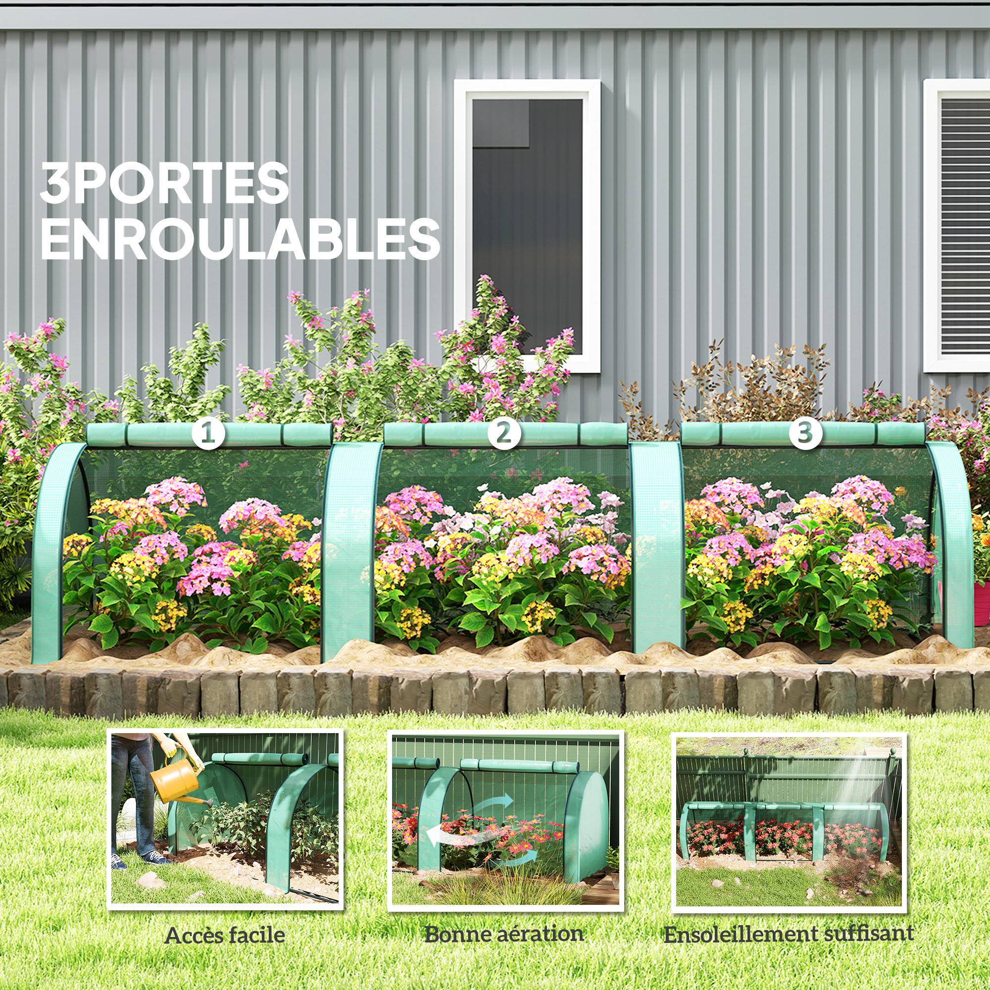 Maison Chic - Mini Serre de Jardin Serre à tomates 3,5x1x0,8H m Acier PE Haute densité 140 g/m² Anti-UV 3 fenêtres vert - Image 7