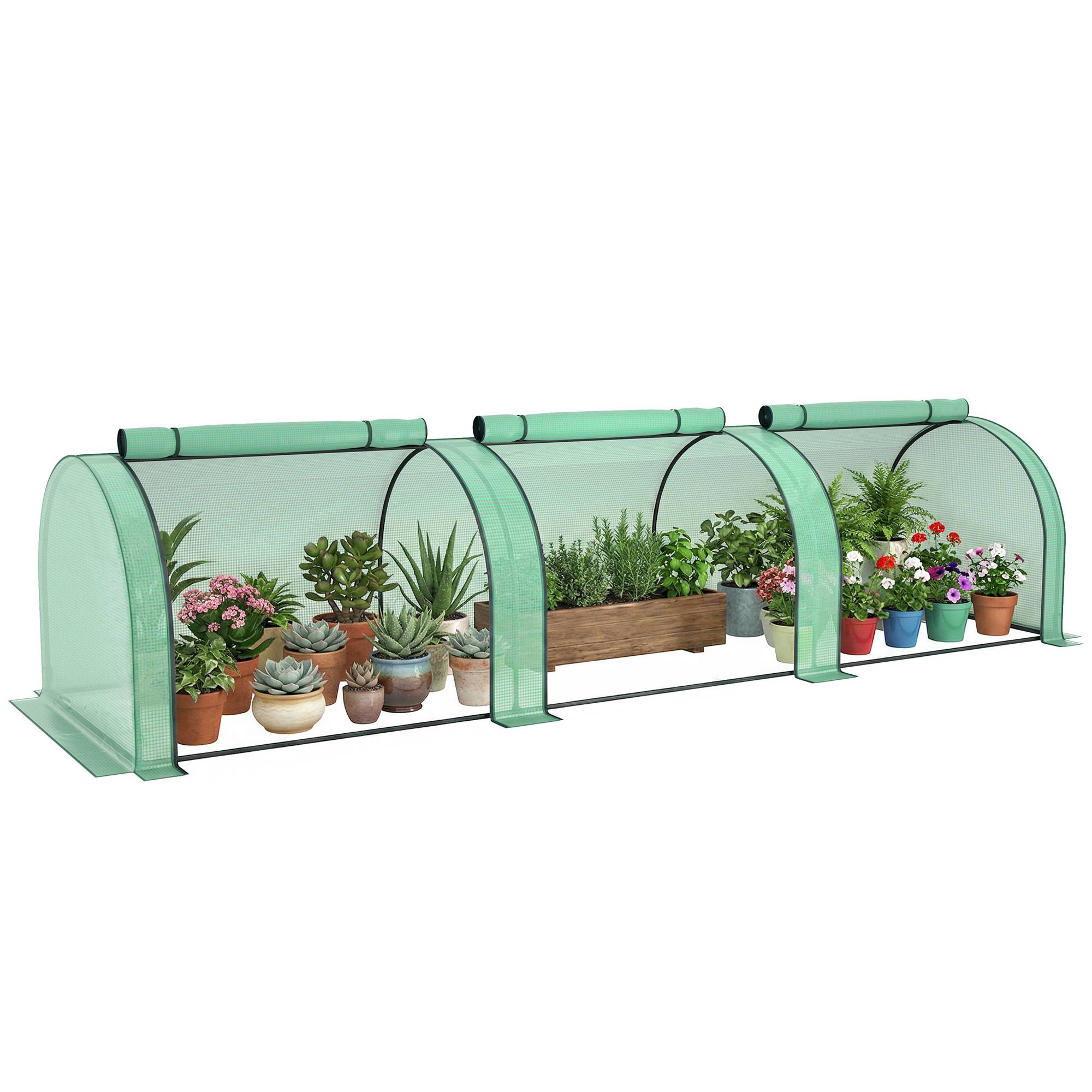 Maison Chic - Mini Serre de Jardin Serre à tomates 3,5x1x0,8H m Acier PE Haute densité 140 g/m² Anti-UV 3 fenêtres vert - Image 3