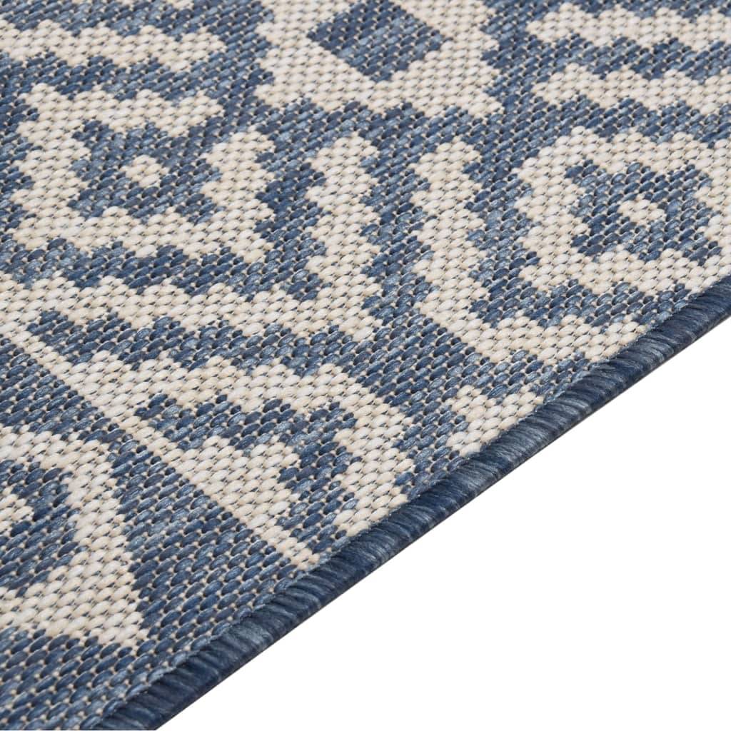 Très Grand Tapis Extérieur Rayé Tissage Plat en Polypropylène pour Patio Bleu 200x280 cm – ComfortXL Outdoor Living - Image 4