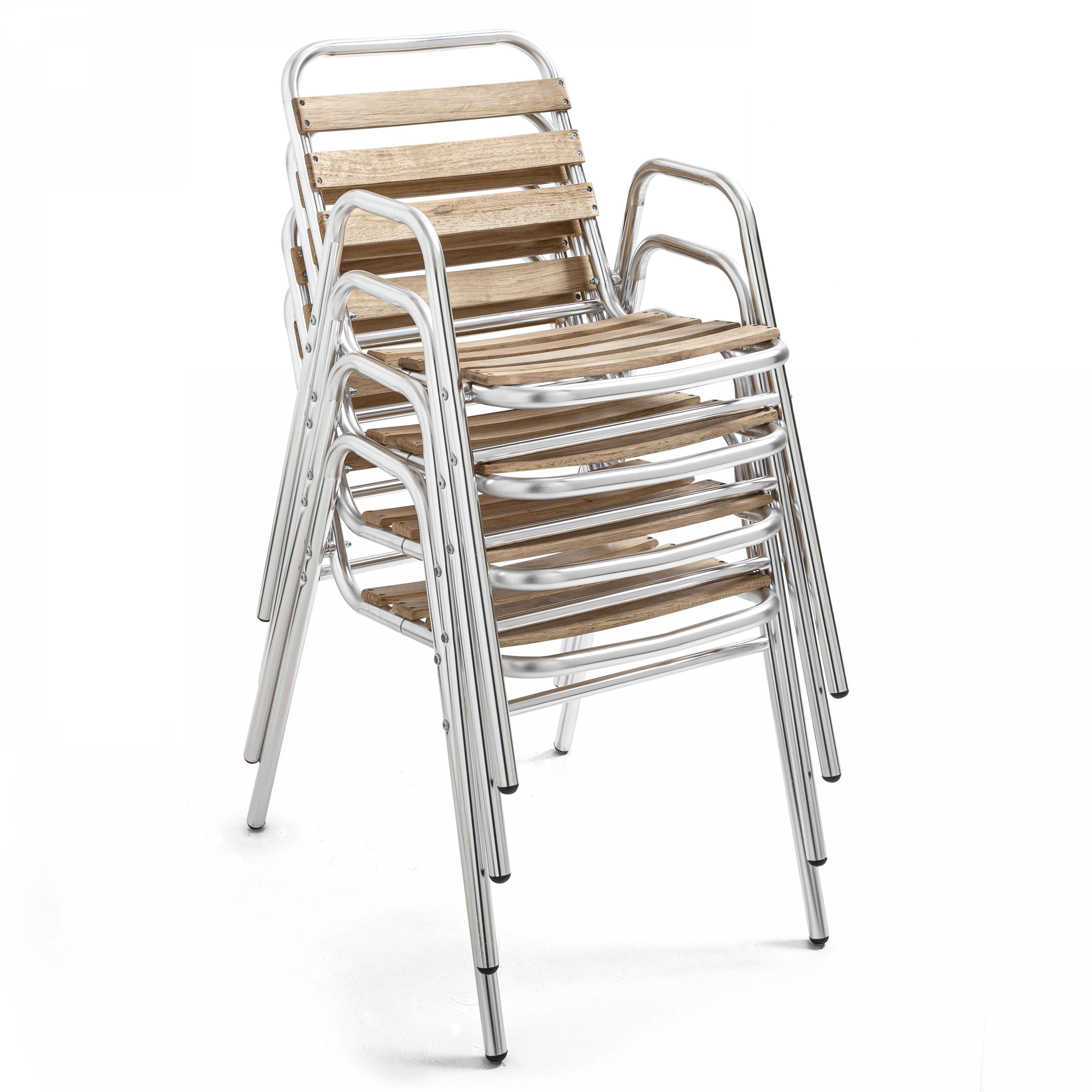 Oviala - Lot de 4 fauteuils de jardin aluminium gris Times Square - Oviala - Image 5