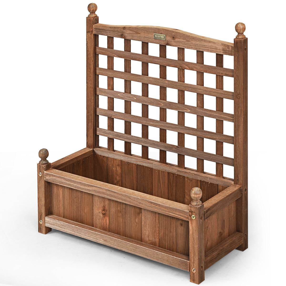 Jardinière avec treillis bois bac à fleurs rectangulaire pour jardin terrasse cour 64 5 x 28 x 75 cm - Image 1