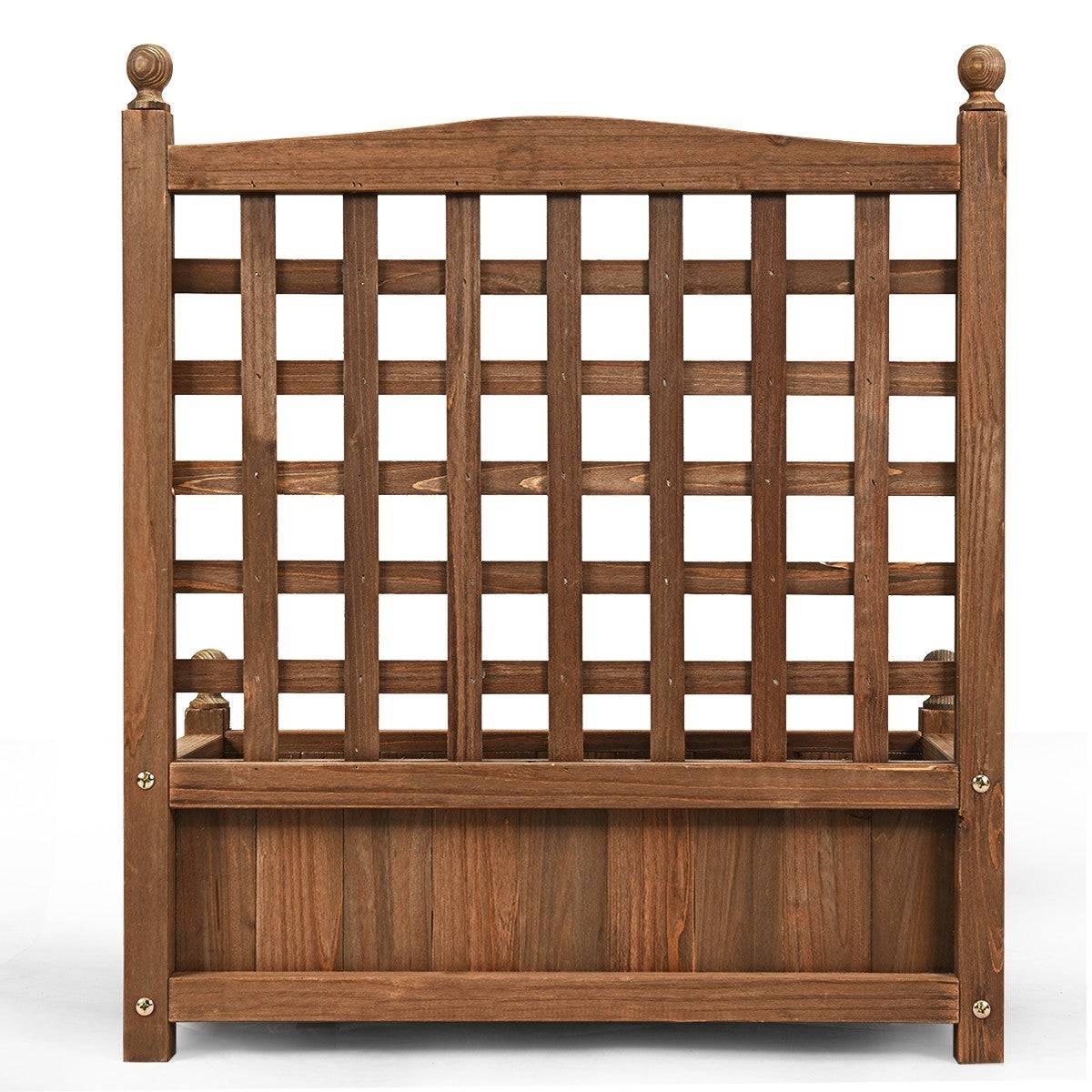 Jardinière avec treillis bois bac à fleurs rectangulaire pour jardin terrasse cour 64 5 x 28 x 75 cm - Image 2