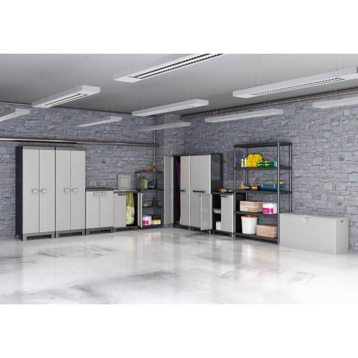 Keter - Armoire de rangement utilitaire Linear 68 x 39 x 173 cm noir et gris - Keter - Image 2