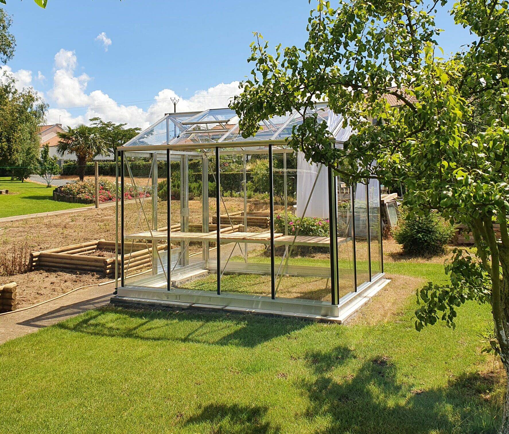 Serre en polycarbonate 8mm alvéolés - Euro Maxi - Alu - 15m² - GRIS ALUMINIUM - L'atelier des serres - Image 2