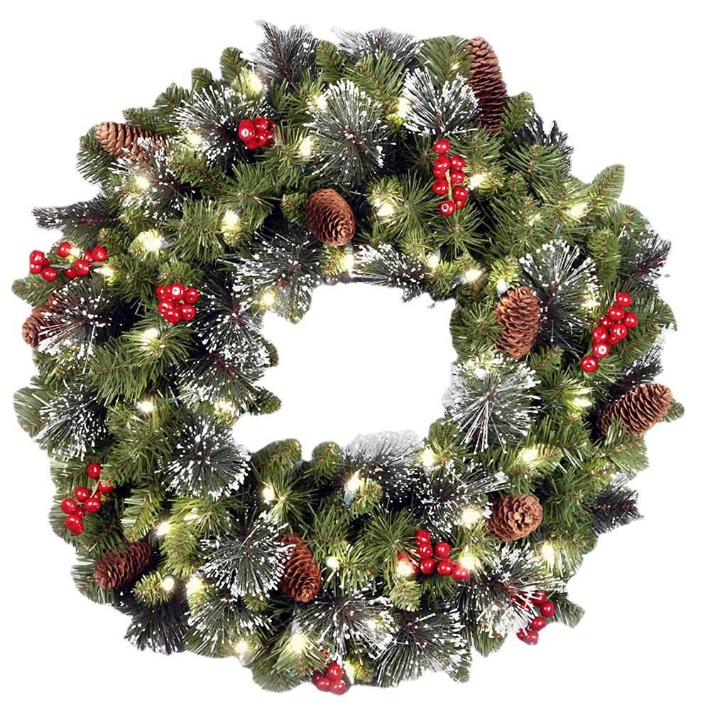 1 couronne de Noël artificielle pour la maison, pour la Saint-Sylvestre, avec branches de pin artificielles, 45 cm - Image 1