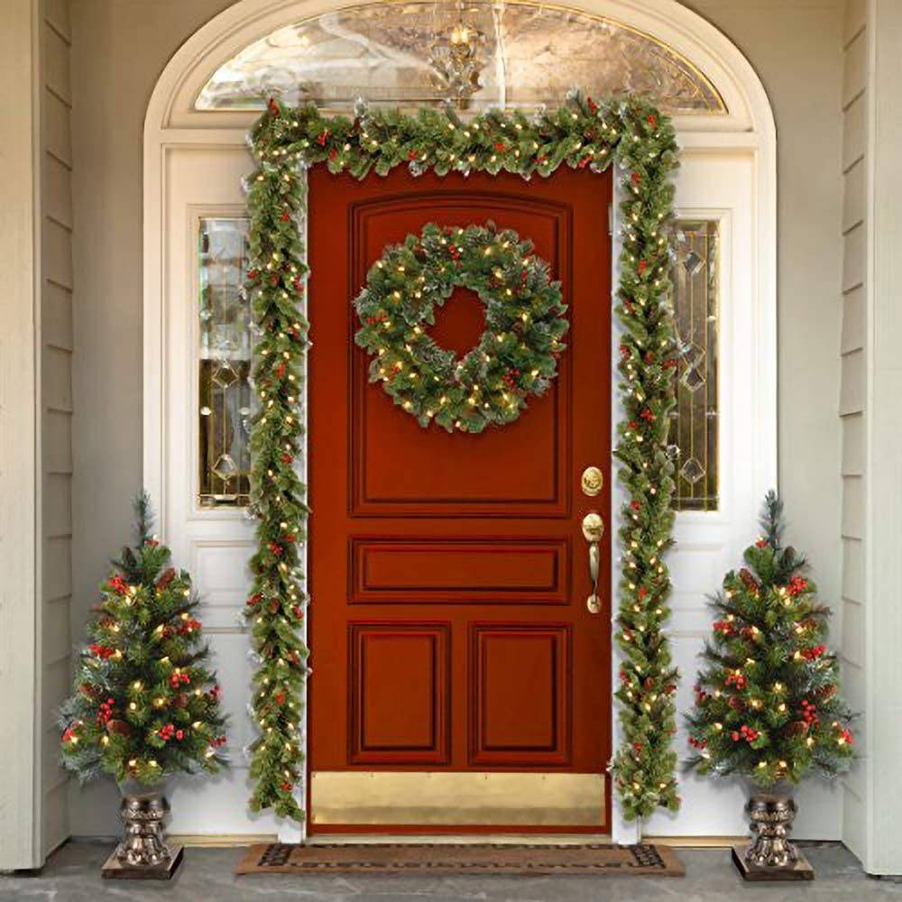 1 couronne de Noël artificielle pour la maison, pour la Saint-Sylvestre, avec branches de pin artificielles, 45 cm - Image 7