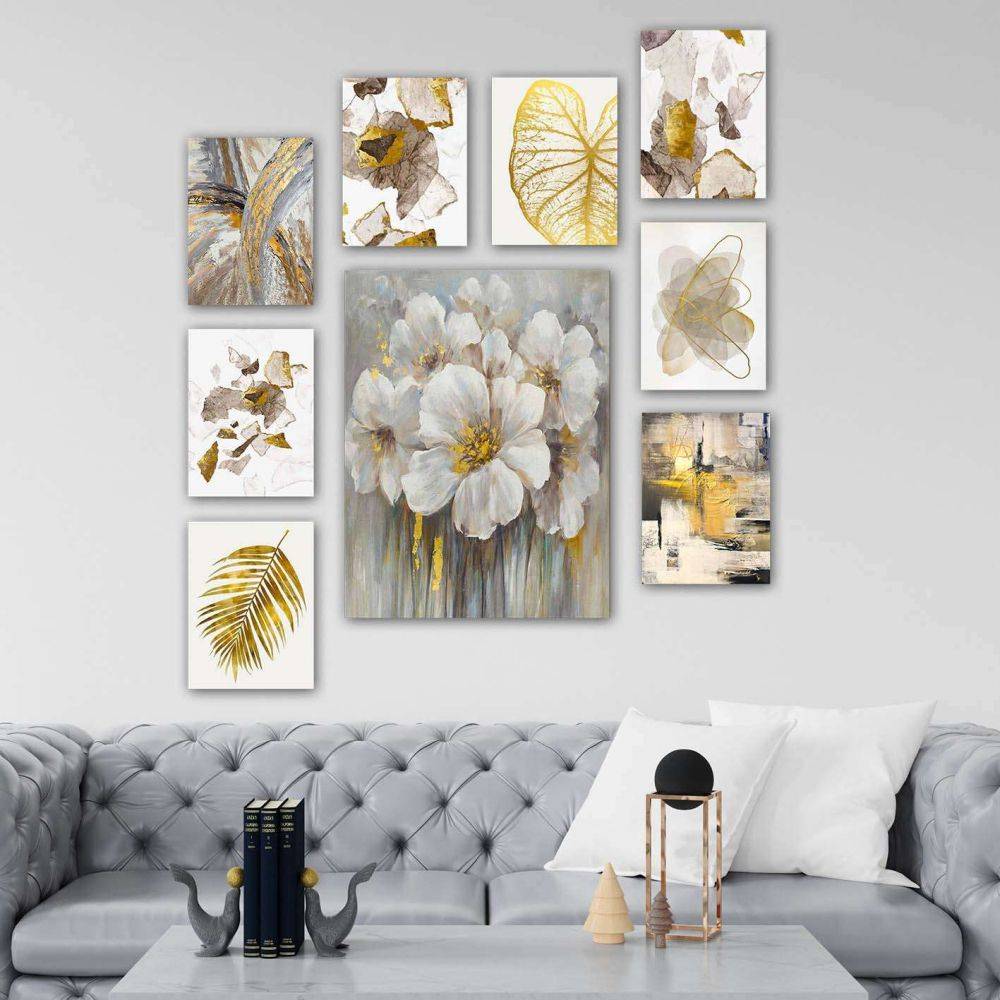 Hanah Home - Tableau 9 parties Flowers 70 x 70 cm - Image 2