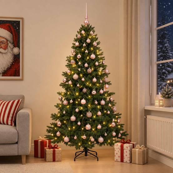 Vidaxl - Sapin de Noël artificiel avec boules 180 cm 300 LED Blanc chaud vidaXL 3466666 - Image 1