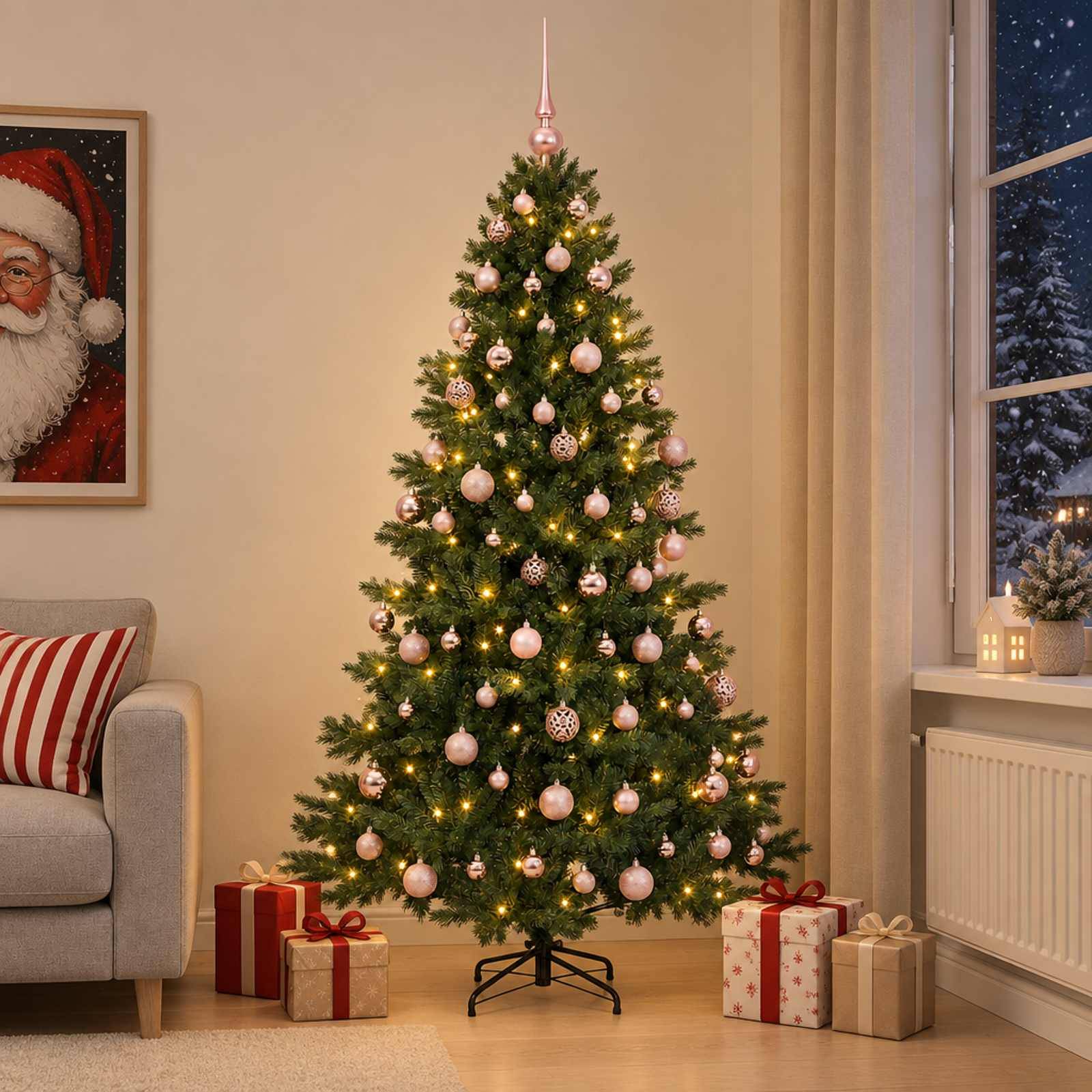 Vidaxl - Sapin de Noël artificiel avec boules 180 cm 300 LED Blanc chaud vidaXL 3466666 - Image 1