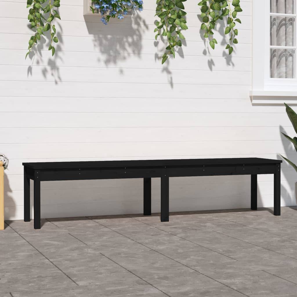 Maison Chic - Banc de jardin - Banc d'extérieur - Banquette à 2 places noir 203,5x44x45cm bois massif de pin - Image 2