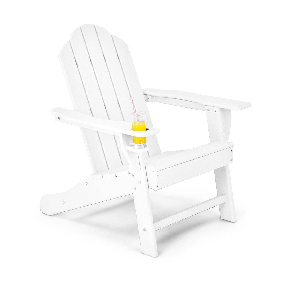 Helloshop26 - Chaise de jardin adirondack en bois polyéthylène avec porte-gobelet inclinaison 103° résistante aux intempéries pour porche - Image 1