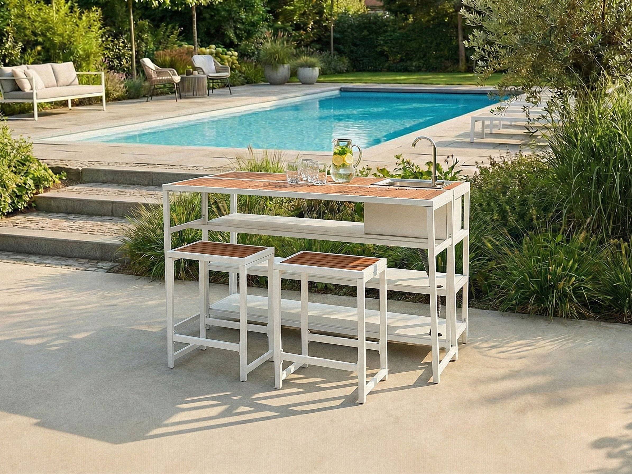 Beliani - Cuisine de jardin Acier Marron/blanc AVETRANA - Beliani - Image 1