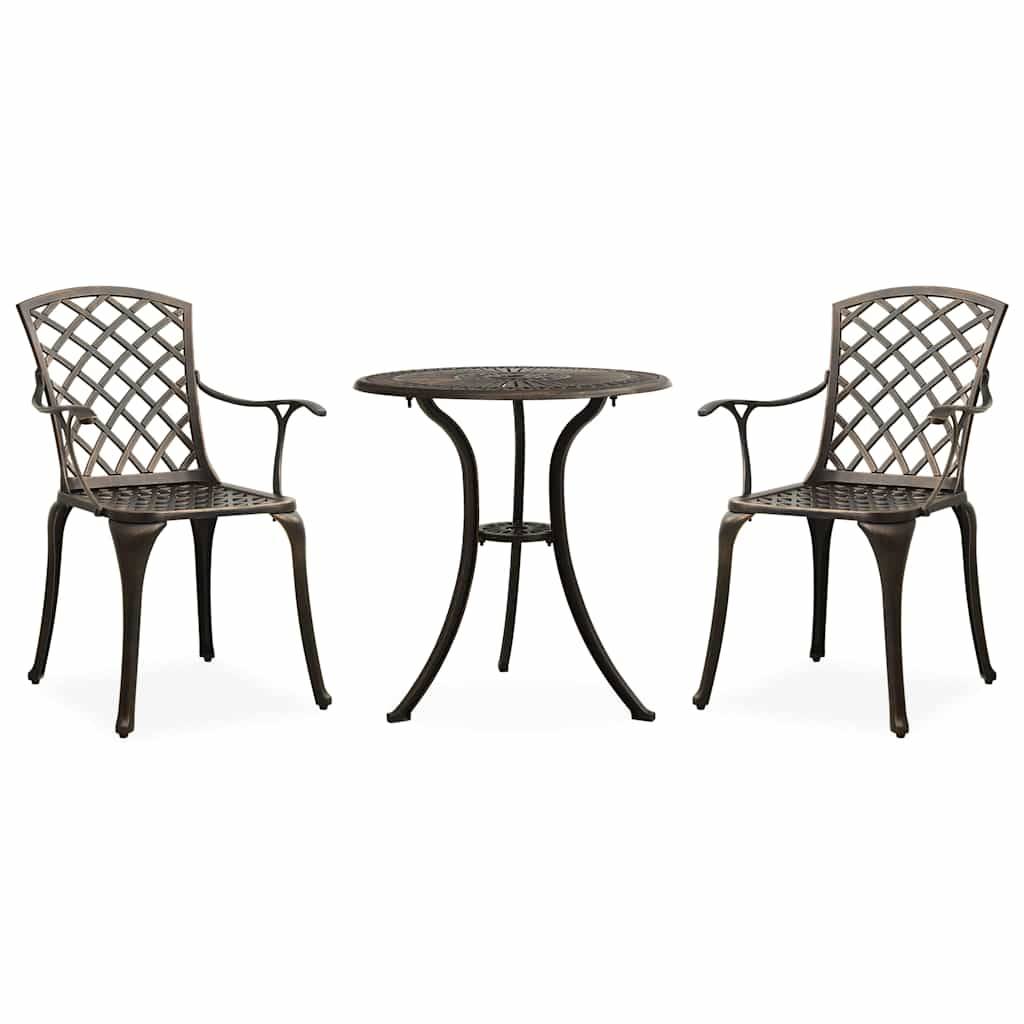 Vidaxl - Ensemble de bistro 3 pcs-Salons de jardin Aluminium coulé Bronze - Image 1