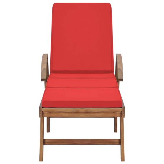 Helloshop26 - Lot de 2 transats chaise longue bain de soleil lit de jardin terrasse meuble d'extérieur avec coussins bois de teck solide rouge - Image 3