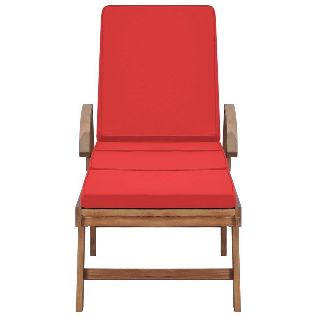 Helloshop26 - Lot de 2 transats chaise longue bain de soleil lit de jardin terrasse meuble d'extérieur avec coussins bois de teck solide rouge - Image 3