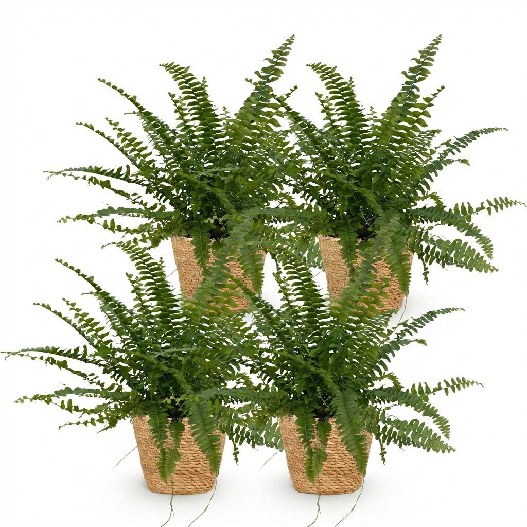 Nephrolepsis exaltata Green Lady - Pet-friendly - Pot de 12cm - Hauteur 25-30cm - 4 plantes - Panier - Plantes d'intérieur - Image 2