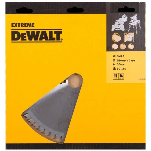 Lame scie stationnaire DT4351 Ø250 DEWALT pour tous usages - alésage 30 - 60 dents positif - DT4351 - Image 2