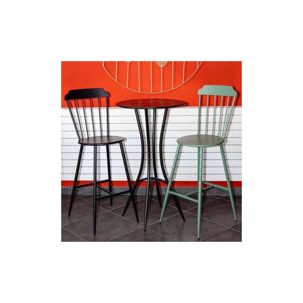 Aubry Gaspard - Chaise bar en métal laqué -Samos (Lot de 2) - Image 2