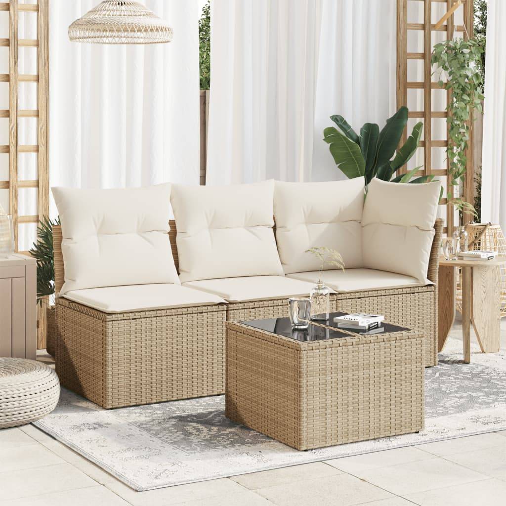 ComfortXL - Table Basse de Jardin Carrée Beige 55cm en Résine Tressée avec Plateau Verre Trempé – ComfortXL Outdoor Living - Image 3