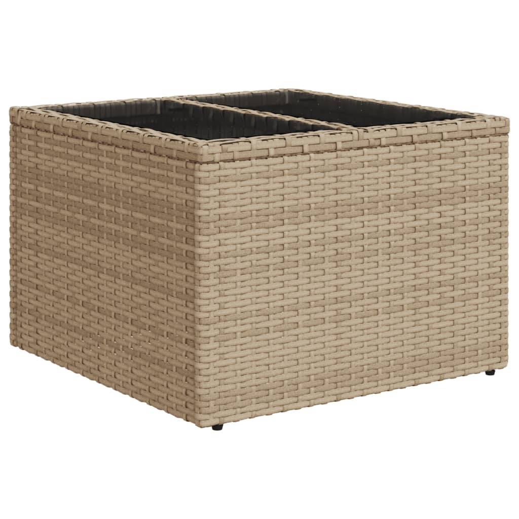 ComfortXL - Table Basse de Jardin Carrée Beige 55cm en Résine Tressée avec Plateau Verre Trempé – ComfortXL Outdoor Living - Image 2