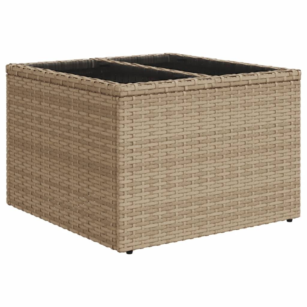 ComfortXL - Table Basse de Jardin Carrée Beige 55cm en Résine Tressée avec Plateau Verre Trempé – ComfortXL Outdoor Living - Image 6