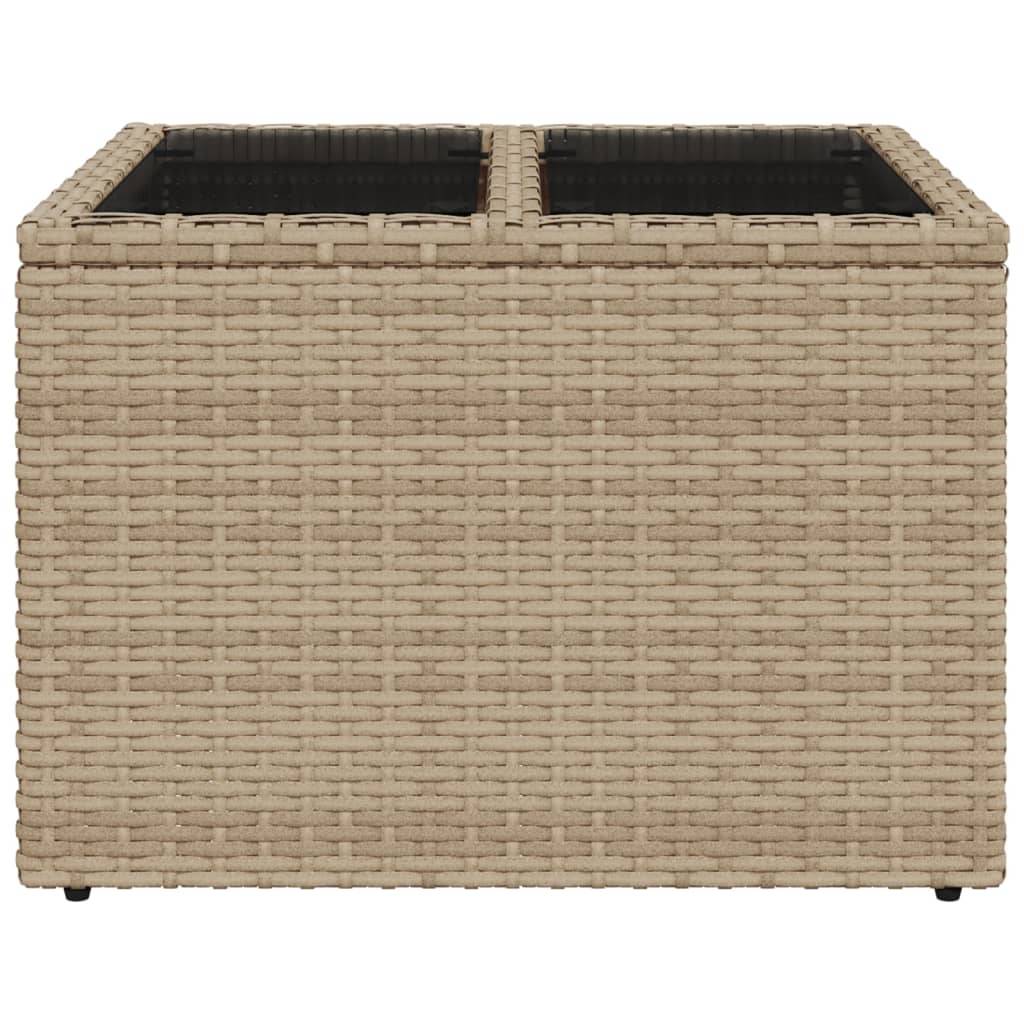 ComfortXL - Table Basse de Jardin Carrée Beige 55cm en Résine Tressée avec Plateau Verre Trempé – ComfortXL Outdoor Living - Image 4