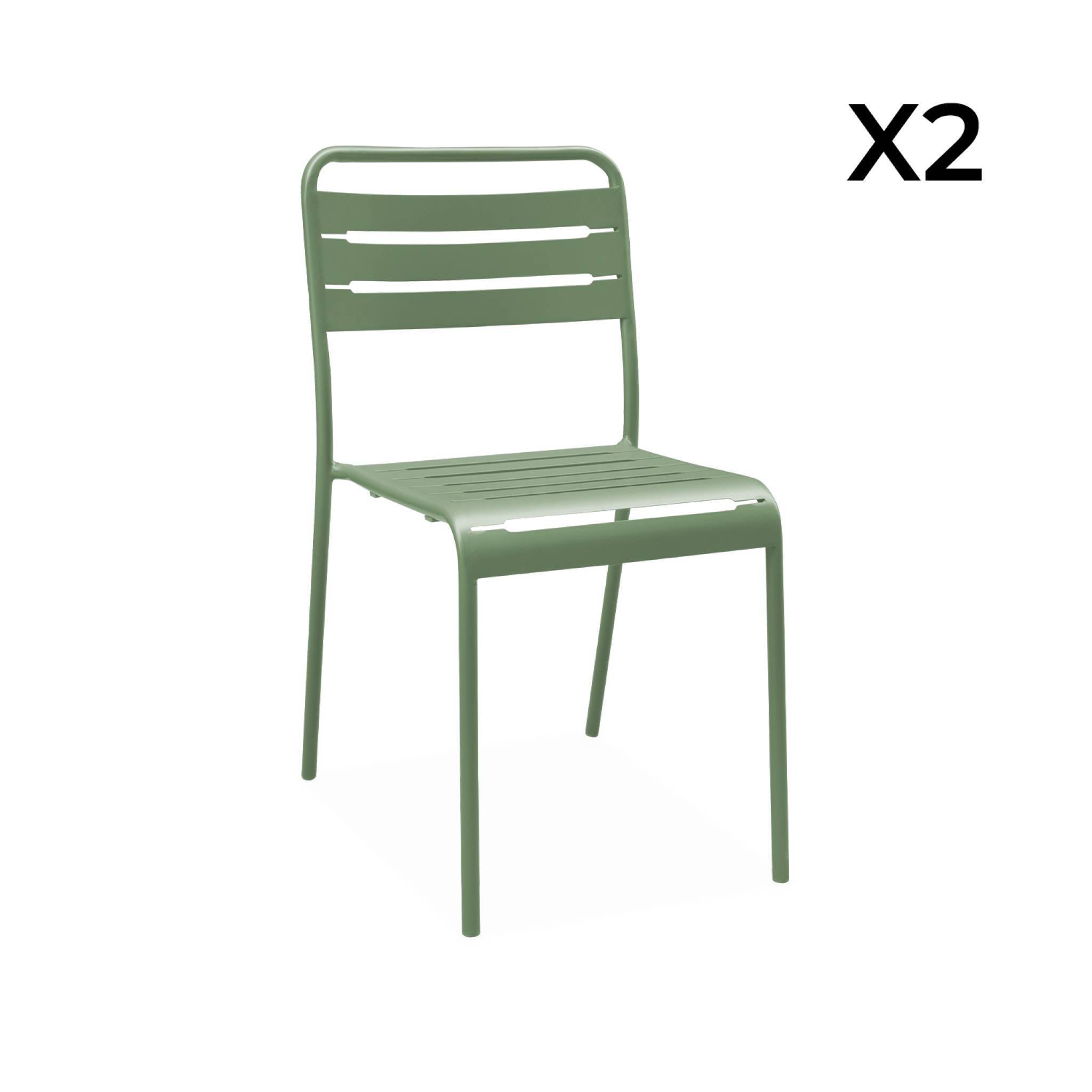 sweeek - Table de jardin métal + 2 assises vert Amélia | sweeek - Image 6