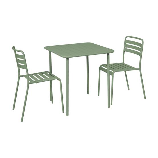 sweeek - Table de jardin métal + 2 assises vert Amélia | sweeek - Image 2