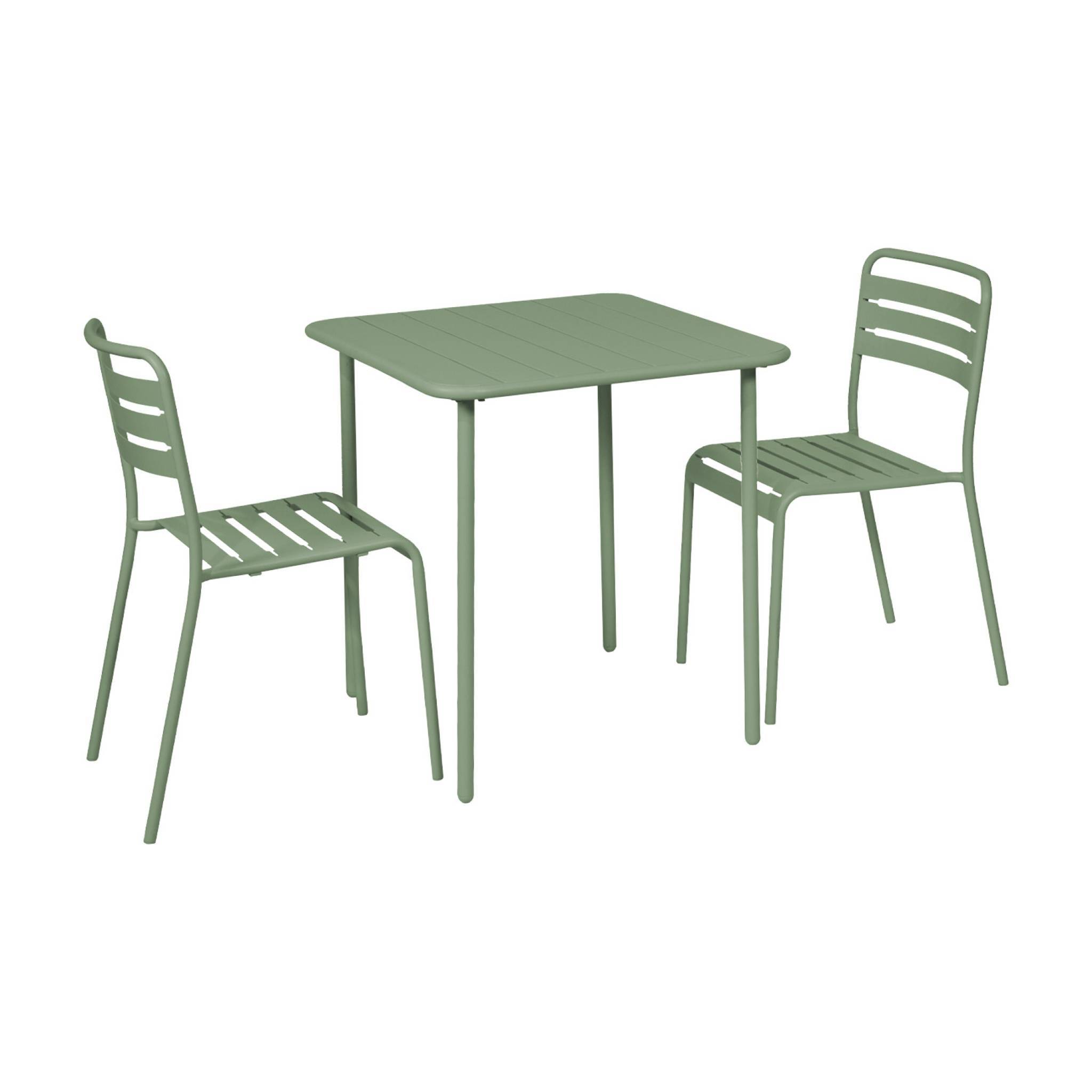 sweeek - Table de jardin métal + 2 assises vert Amélia | sweeek - Image 2