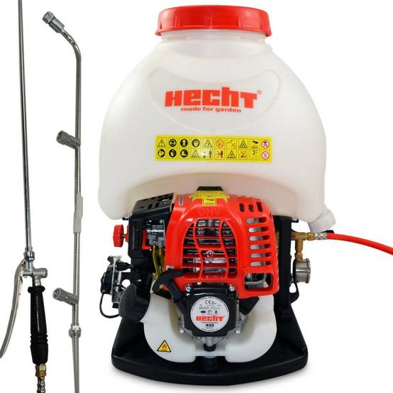 Hecht 433 Pulvérisateur à dos essence spray engrais 4temps 15L avec tuyau 159cm 2,5bars - Image 1