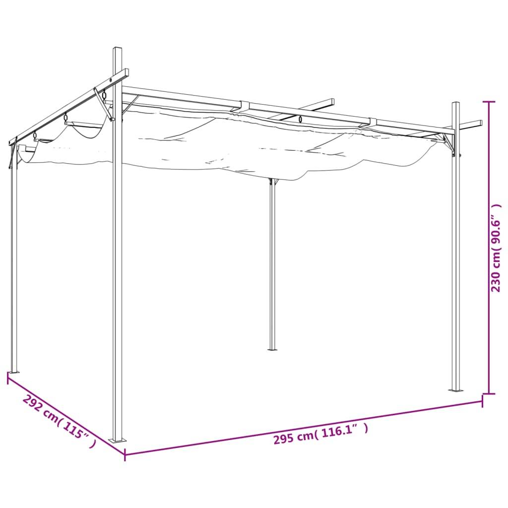 ComfortXL - Pergola Acier Aluminium Jardin Terrasse Toit Rétractable 295x292x230cm Crème - ComfortXL Outdoor Living - Image 8