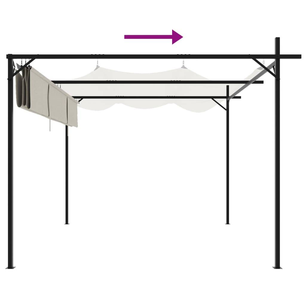 ComfortXL - Pergola Acier Aluminium Jardin Terrasse Toit Rétractable 295x292x230cm Crème - ComfortXL Outdoor Living - Image 6