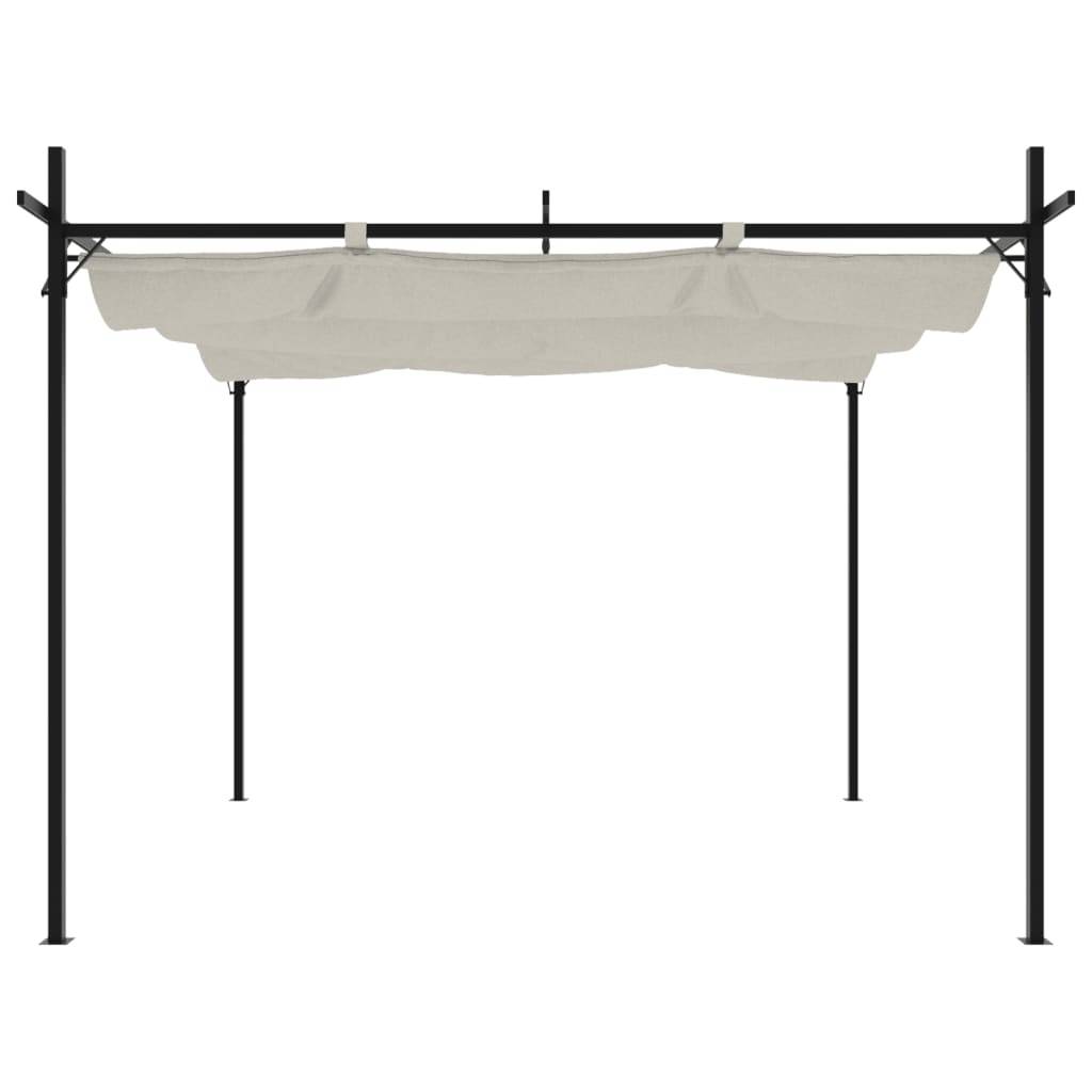 ComfortXL - Pergola Acier Aluminium Jardin Terrasse Toit Rétractable 295x292x230cm Crème - ComfortXL Outdoor Living - Image 3