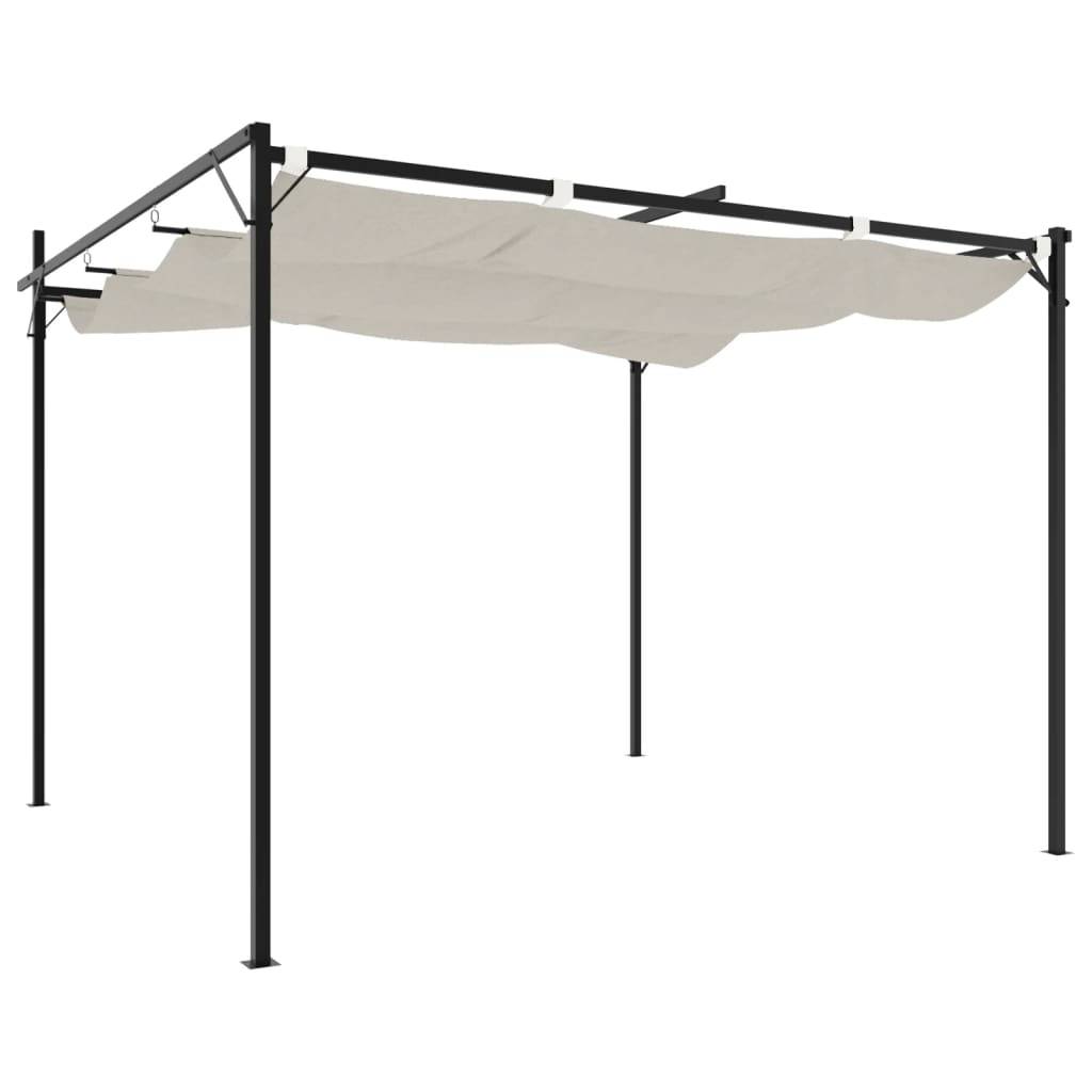 ComfortXL - Pergola Acier Aluminium Jardin Terrasse Toit Rétractable 295x292x230cm Crème - ComfortXL Outdoor Living - Image 5