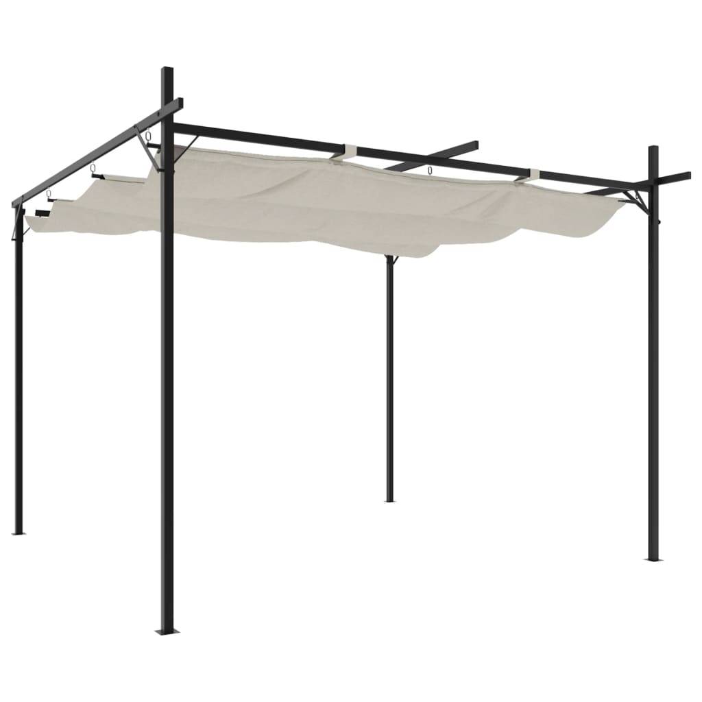 ComfortXL - Pergola Acier Aluminium Jardin Terrasse Toit Rétractable 295x292x230cm Crème - ComfortXL Outdoor Living - Image 2