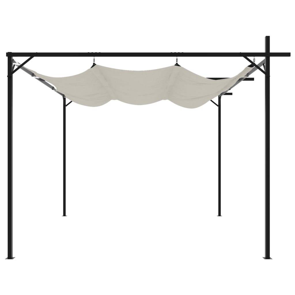 ComfortXL - Pergola Acier Aluminium Jardin Terrasse Toit Rétractable 295x292x230cm Crème - ComfortXL Outdoor Living - Image 4