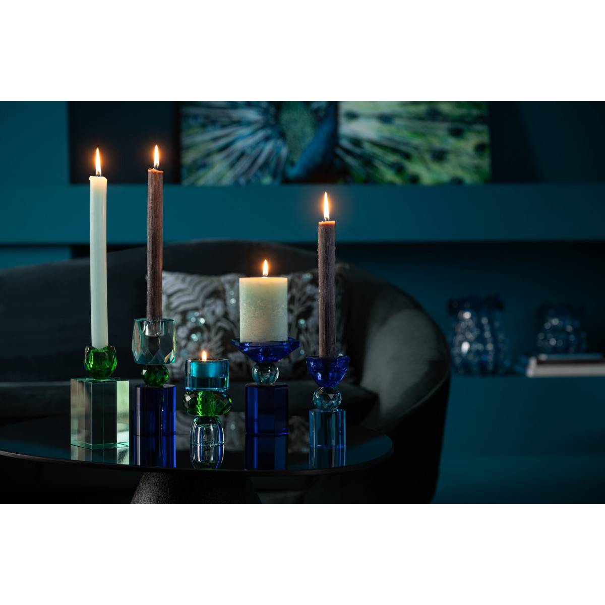 J-Line - Chandelier Design en Verre "Taillé" 11cm Vert & Bleu - Image 5