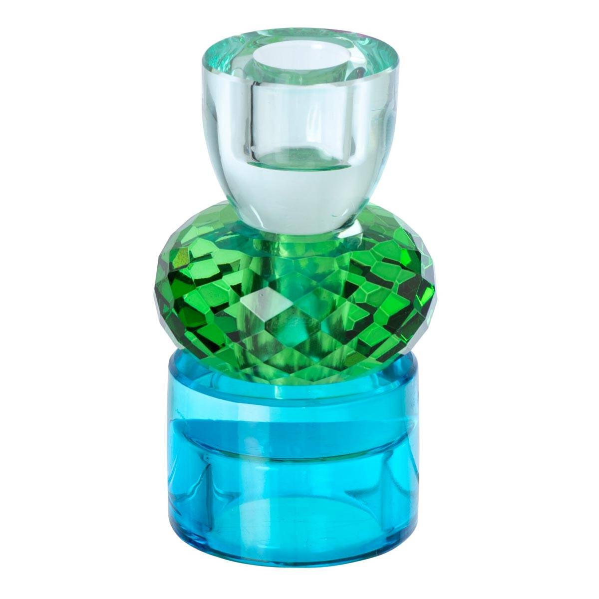 J-Line - Chandelier Design en Verre "Taillé" 11cm Vert & Bleu - Image 1