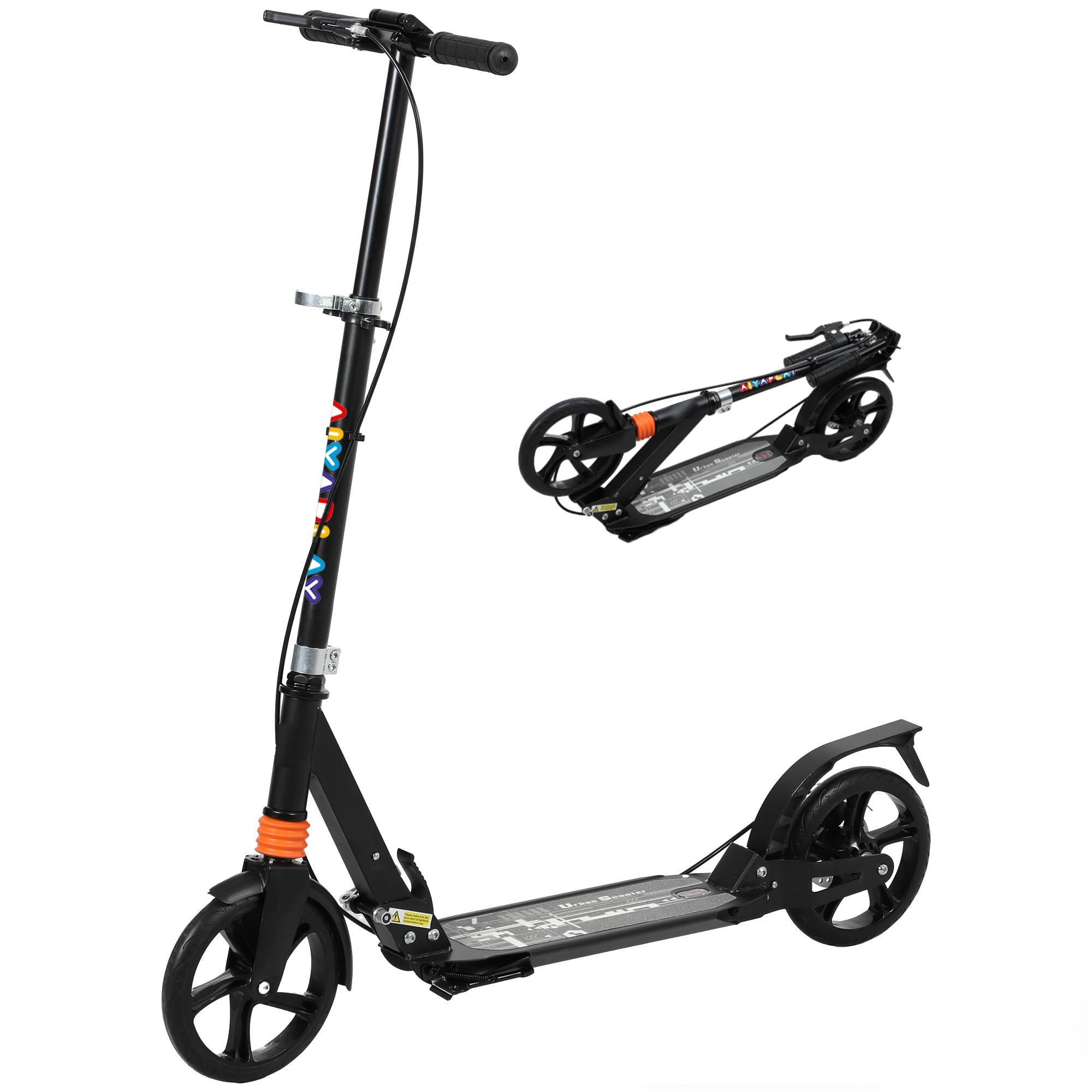 Trottinette enfants, trottinette pliable à 2 roues, guidon à 4 réglages en hauteur, 94 x 36 x 88-103 cm, noir - Image 2