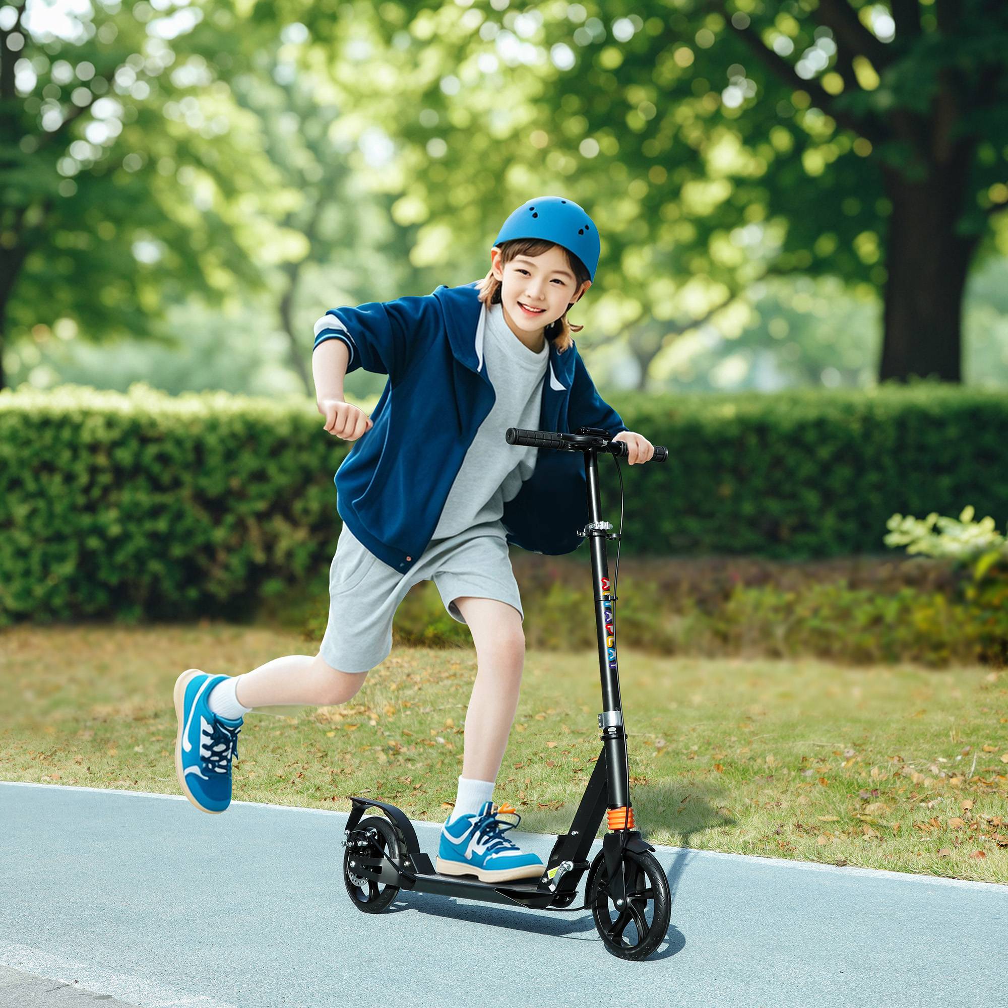 Trottinette enfants, trottinette pliable à 2 roues, guidon à 4 réglages en hauteur, 94 x 36 x 88-103 cm, noir - Image 3