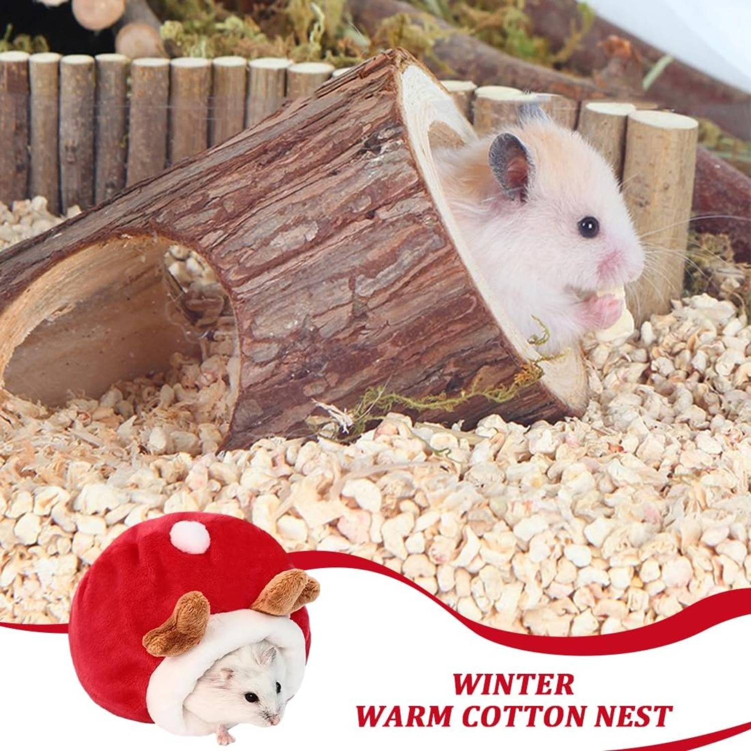 DtopbuyAge - Nid en forme d'animal pour petit rongeur - Rouge DtopbuyAge - Image 5
