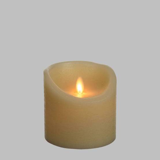 Bougie LED Cylindrique Ø10xH10cm Cire Couleur Ivoire finition rustique Rustic BLANC CHAUD Lotti - Image 3
