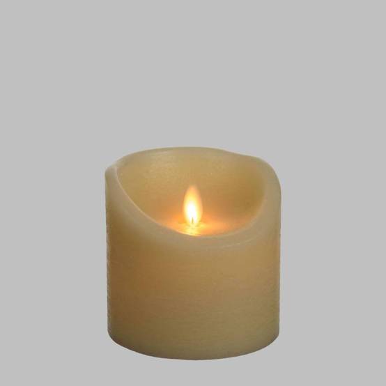 Bougie LED Cylindrique Ø10xH10cm Cire Couleur Ivoire finition rustique Rustic BLANC CHAUD Lotti - Image 6