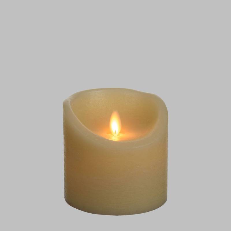 Bougie LED Cylindrique Ø10xH10cm Cire Couleur Ivoire finition rustique Rustic BLANC CHAUD Lotti - Image 6