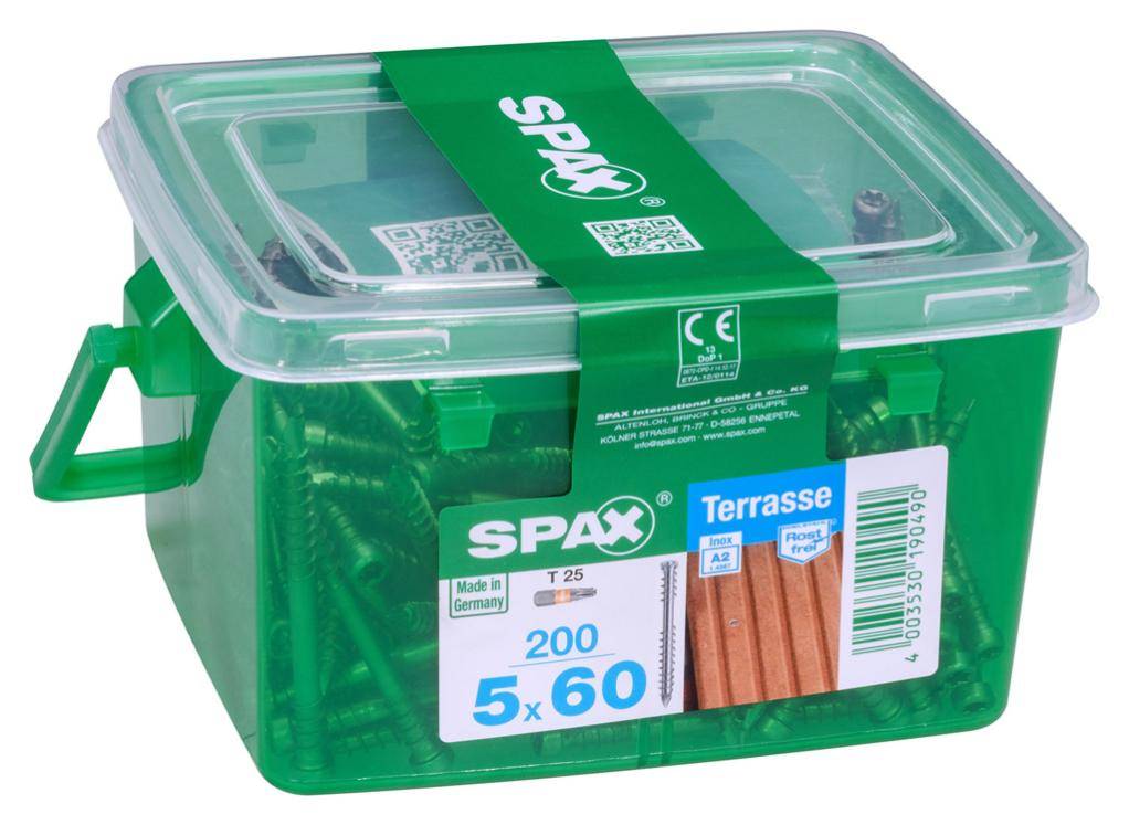 Spax - Lot de 200 vis inox tête cylindrique torx SPAX, Diam.5 mm x L.60 mm - Image 1