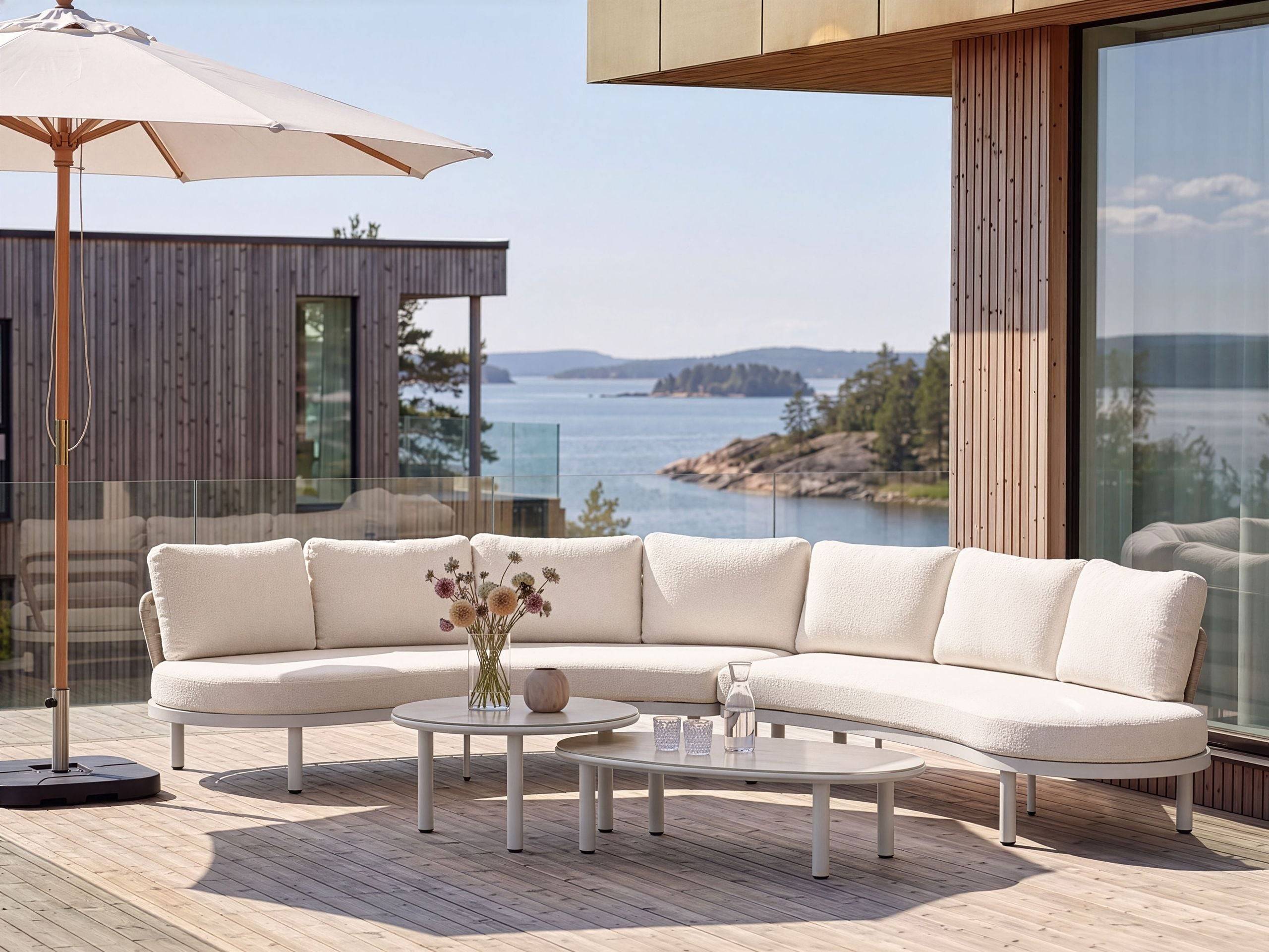 Beliani - Set de jardin, 6 Personnes Aluminium Beige clair ORIOLO - 352x120x84- Beliani - Image 1